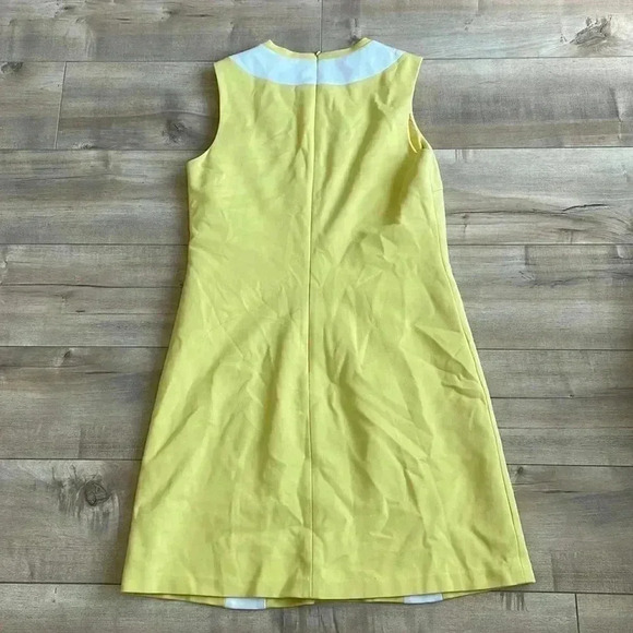 Trina Turk Retro Style Geometric Yellow White Shift Dress - Picture 4 of 9